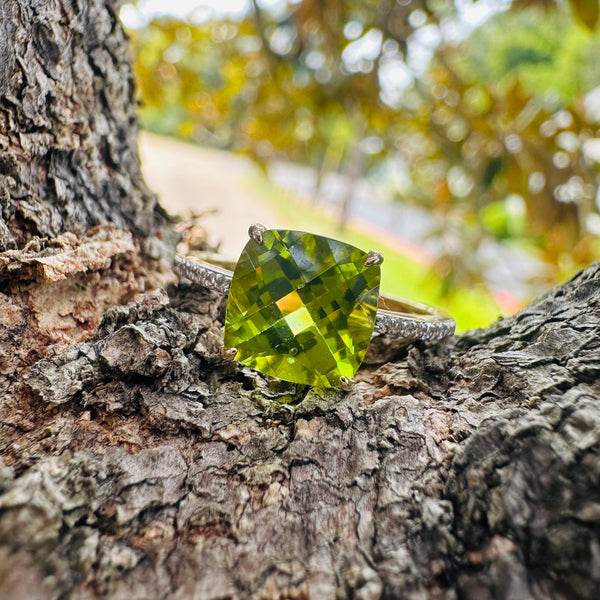 Cushion Peridot Ring