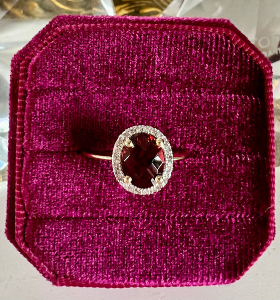 Garnet Halo Ring