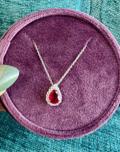 Halo Ruby Necklace