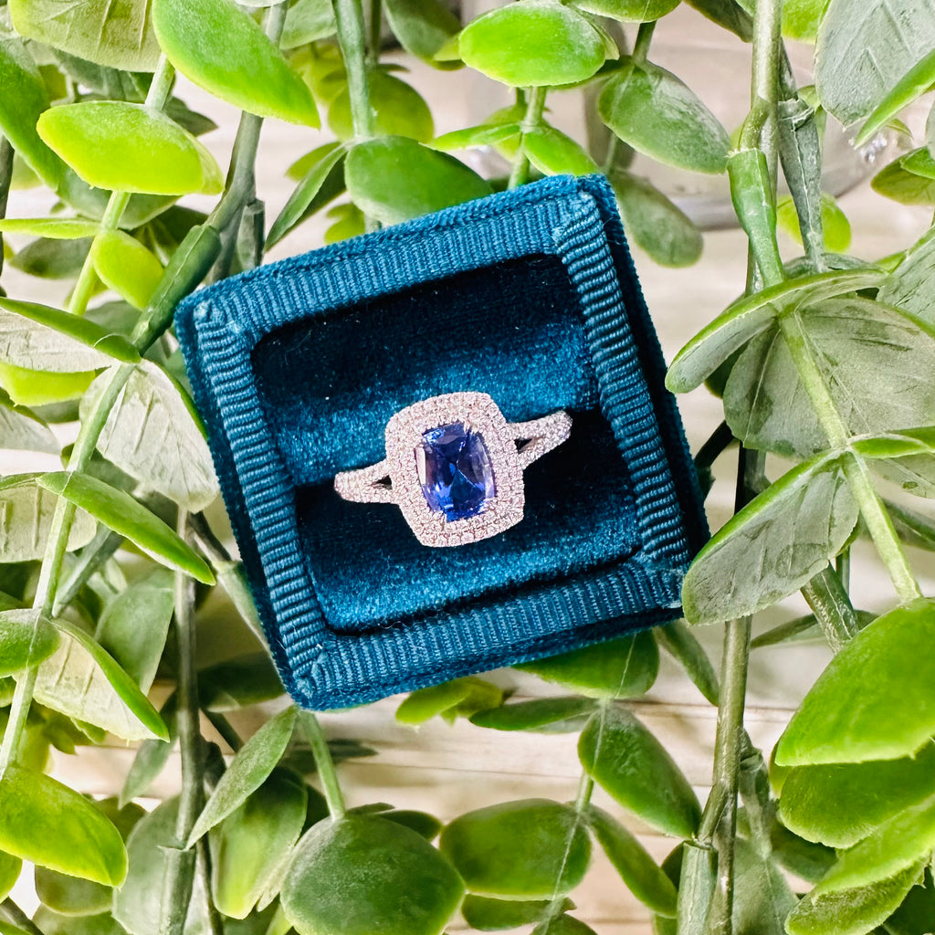 Double Halo Tanzanite Ring